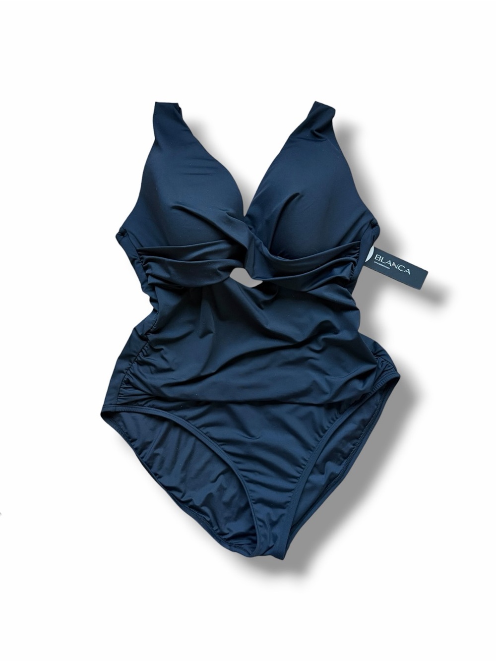 La Blanca Island Goddess Cross Front Keyhole One Piece Black